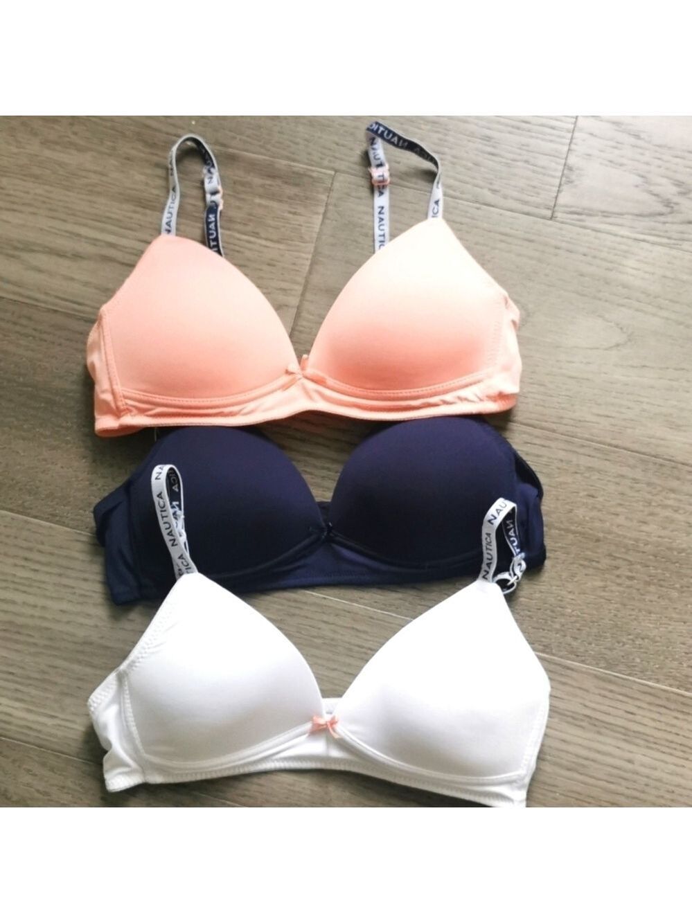 NWOT Nautica Girls padded training bras 3 pack. Size 34 A.